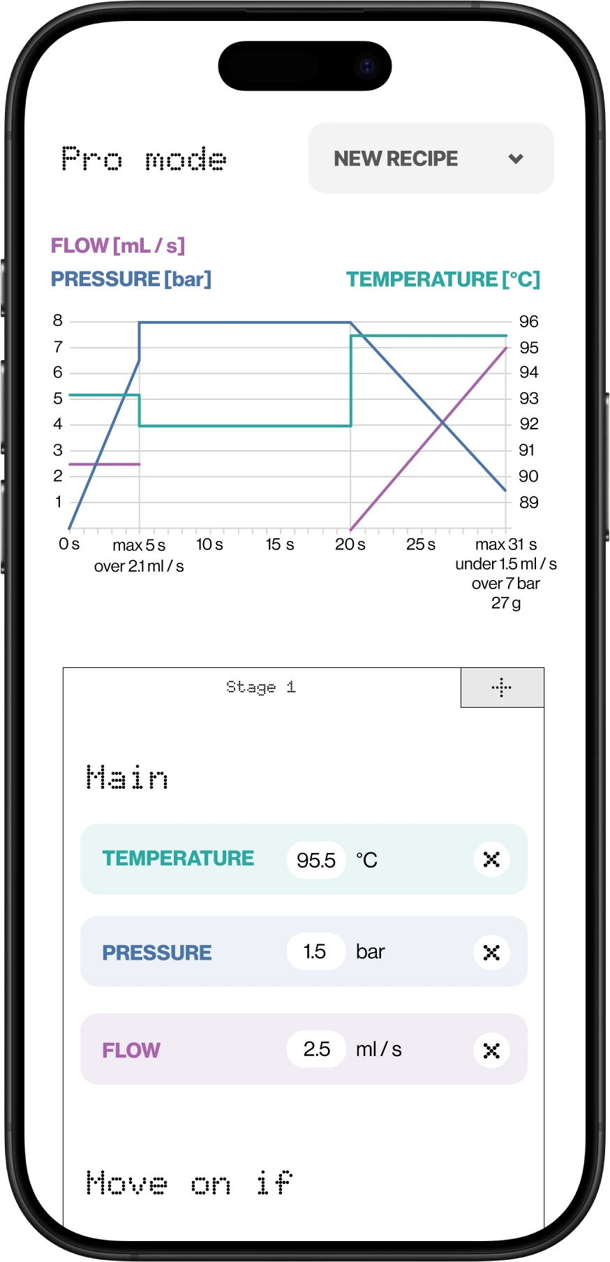 The Datum recipe builder on a phone