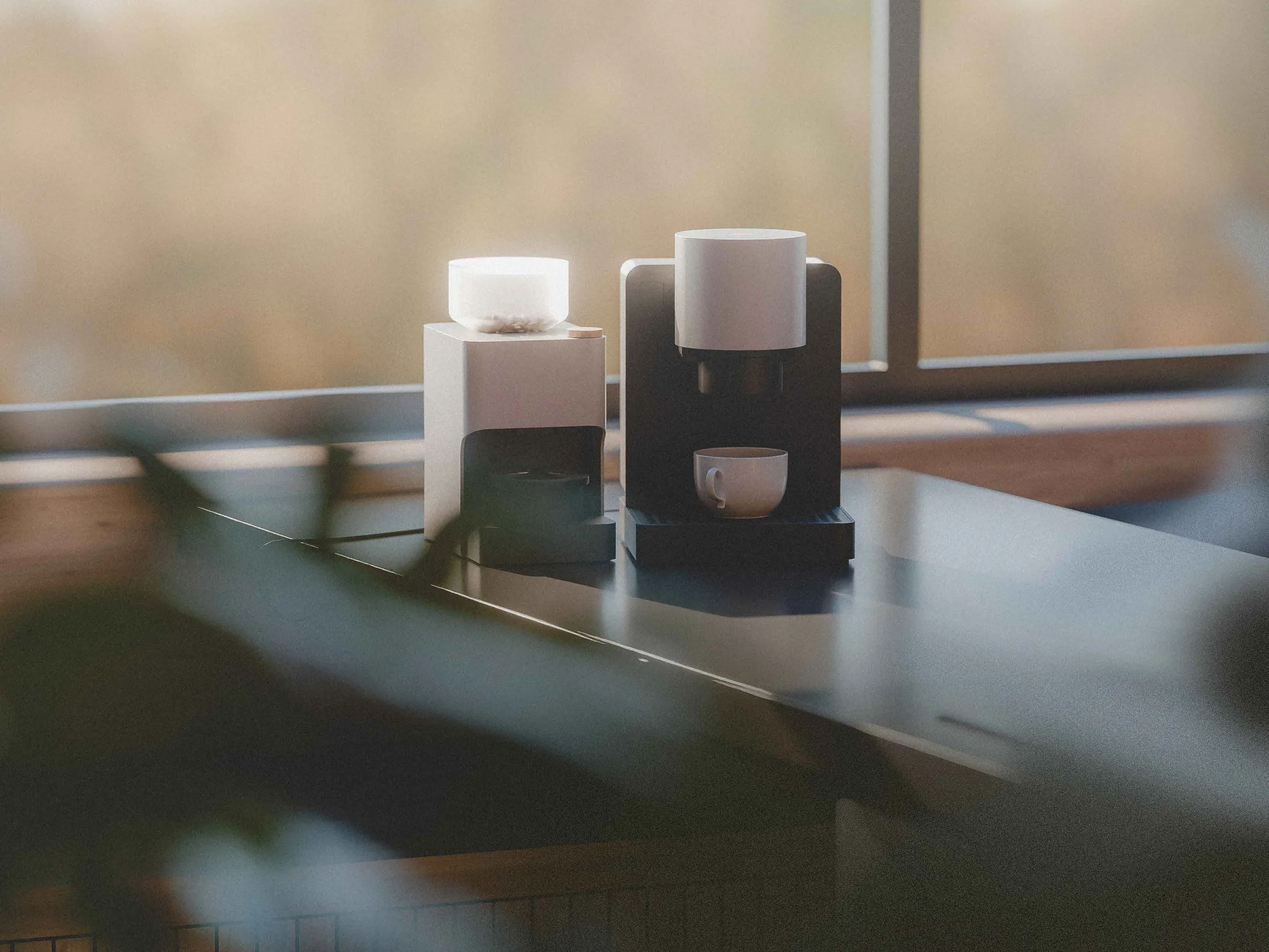 The Datum machine in a bright kitchen